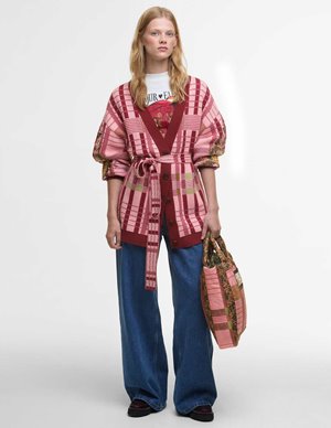 Barbour luisa cardigan - pink tartan side