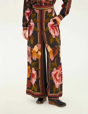 Farm Rio chenille flowers trouser - black back