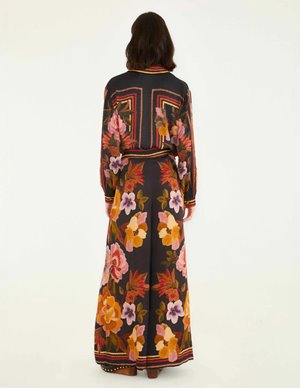 Farm Rio chenille flowers trouser - black side