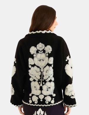 Farm Rio floral arabesque coat - black back