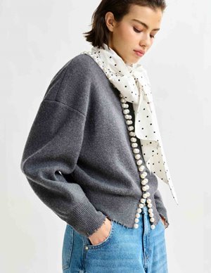 Essentiel Antwerp ideas cardigan - charcoal side