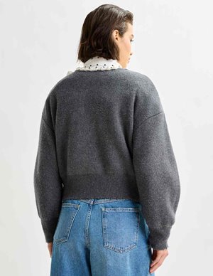 Essentiel Antwerp ideas cardigan - charcoal model