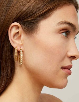 Gas Bijoux lyre hoop earrings large - mother of pearl back