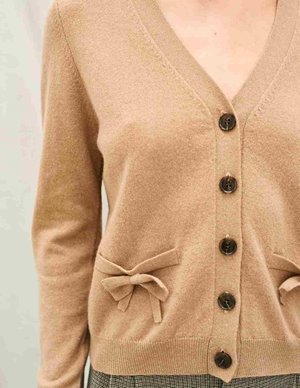 Jumper 1234 bow cardigan - sandstone side