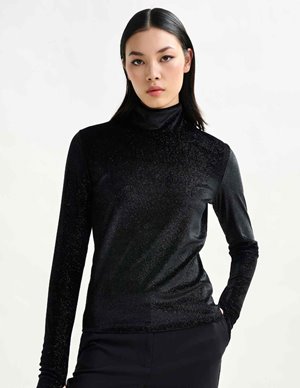 Essentiel Antwerp indienne velvet top - black