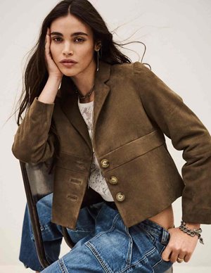 ba&sh morfeo jacket - olive detail