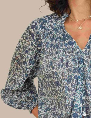 M.A.B.E APPAREL esti print top - blue detail