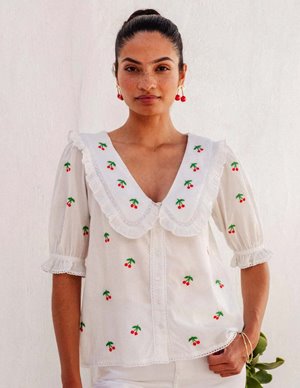 Pink City Prints ava blouse - cherry detail