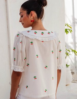 Pink City Prints ava blouse - cherry model