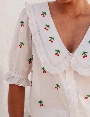 Pink City Prints ava blouse - cherry side