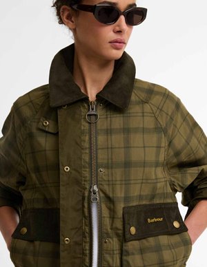 Barbour cropped beadnell jacket - check side