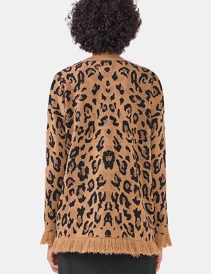 Hayley Menzies cosmic cat cardigan model