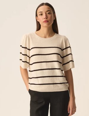 Des Petits Hauts bruna stripe top - dark brown