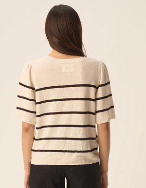 Des Petits Hauts bruna stripe top - dark brown detail