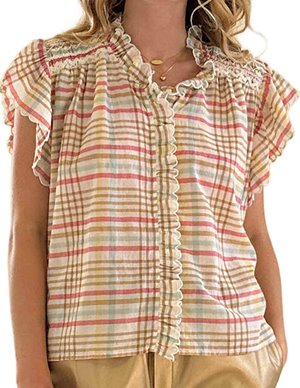 Feeka judy blouse - latte check side