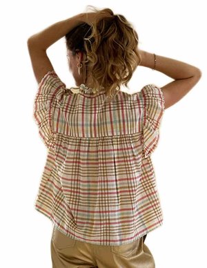 Feeka judy blouse - latte check detail