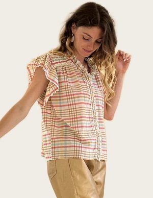 Feeka judy blouse - latte check