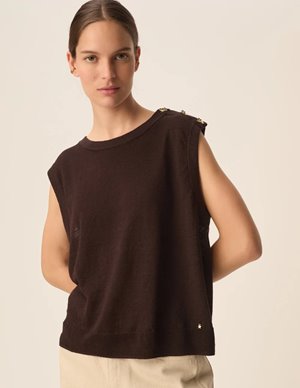 Des Petits Hauts brazou top - dark brown detail