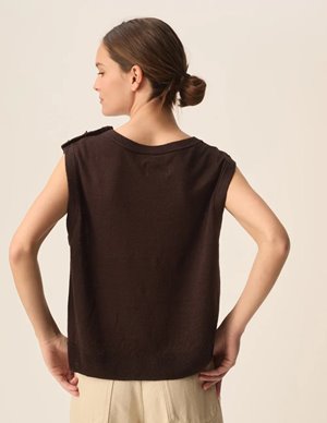 Des Petits Hauts brazou top - dark brown model