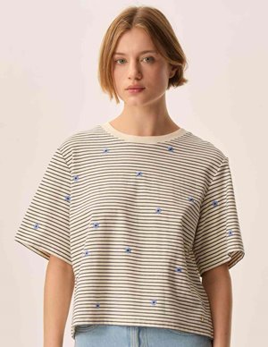 Des Petits Hauts josef tee - cream stripe