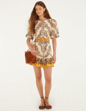 Farm Rio hilo mini dress - sand