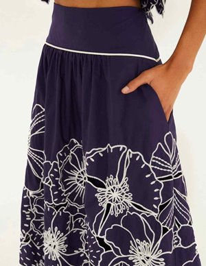 Farm Rio flowers skirt - blue back