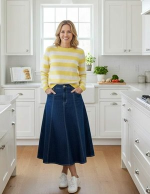 Jumper 1234 stripe crew jumper - primrose side