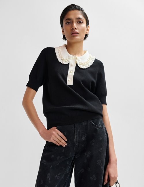 Essentiel Antwerp Jewelry polo top - black