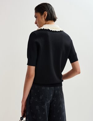 Essentiel Antwerp jewelry polo top - black model