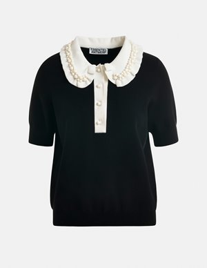Essentiel Antwerp jewelry polo top - black back