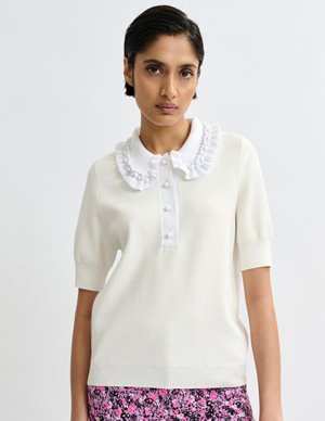 Essentiel Antwerp jewelry polo top - white side