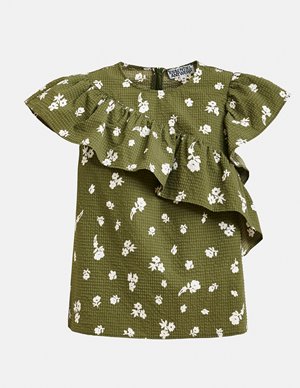 Essentiel Antwerp joojoo ruffle top - olive back