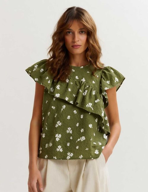 Essentiel Antwerp Joojoo ruffle top - olive