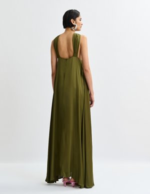 Essentiel Antwerp jaycee maxi dress - olive model
