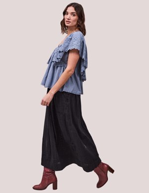 FAUNE camelia top - cornflower blue detail