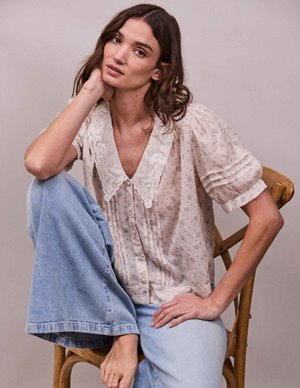 FAUNE deco blouse - cornflower print back