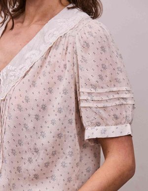 FAUNE deco blouse - cornflower print side