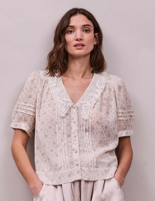 FAUNE Deco blouse - cornflower print