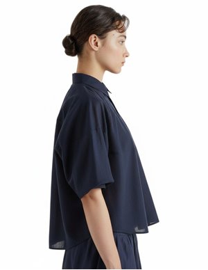 MeiMeiJ puff sleeve shirt - navy detail