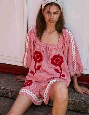 Sissel Edelbo abelone top - red flower