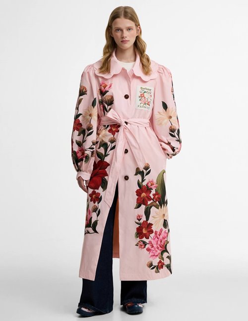 Barbour x farm rio bromelia coat - pink