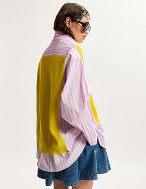 Essentiel Antwerp jit knit panel shirt - pink back