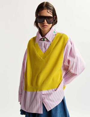 Essentiel Antwerp jit knit panel shirt - pink