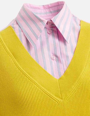 Essentiel Antwerp jit knit panel shirt - pink side