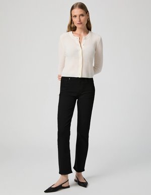 Paige Cindy Straight Ankle Jeans Black Shadow