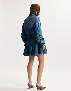 Essentiel Antwerp joss pleated denim shorts - blue detail