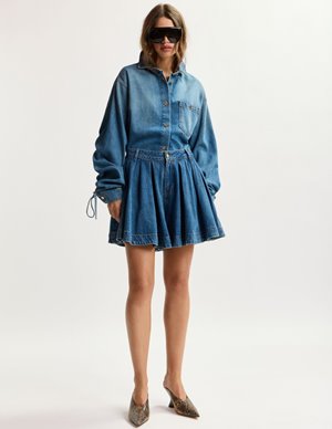Essentiel Antwerp joss pleated denim shorts - blue back