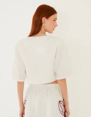 Farm Rio flower crop top - white detail