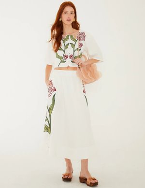 Farm Rio flower skirt - white detail