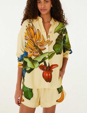 Farm Rio banana grapes shorts - yellow detail